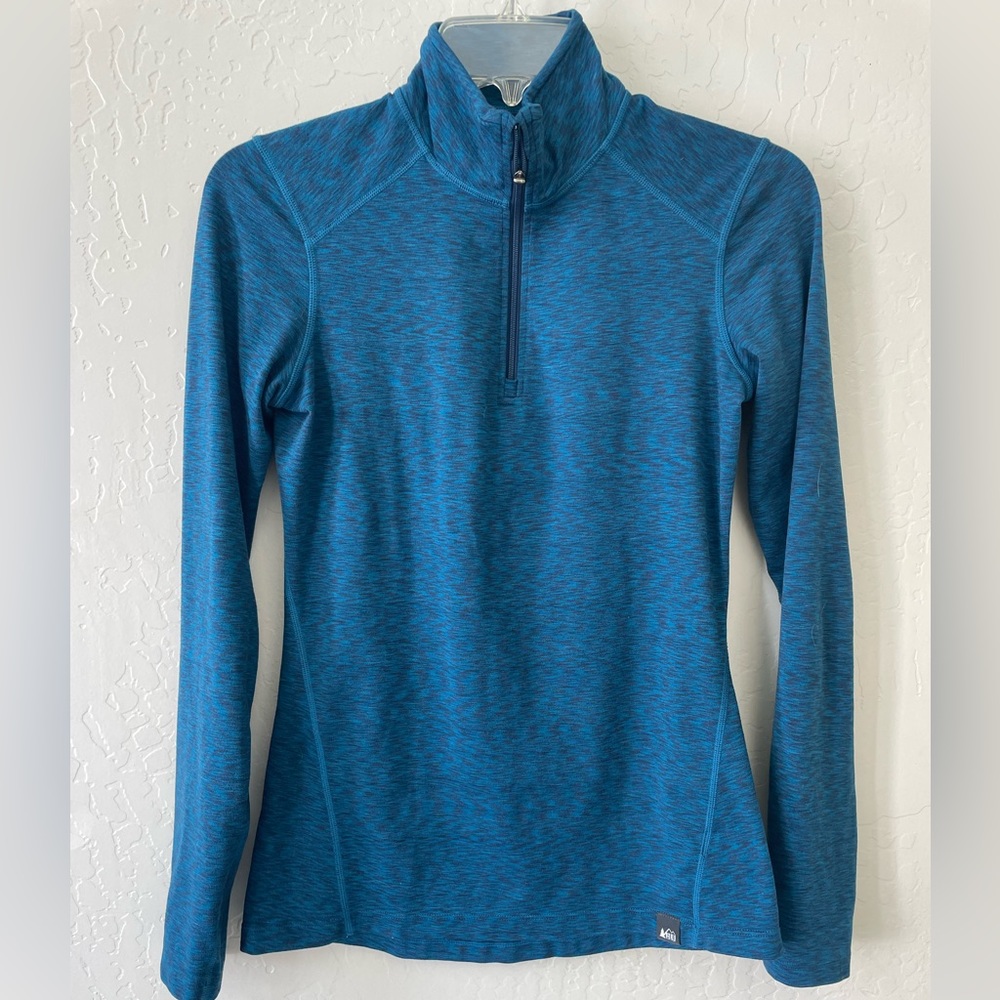 REI Co-op Quarter-Zip Tech Shirt Womens Sz XS Blue 1/4 Zip Pullover